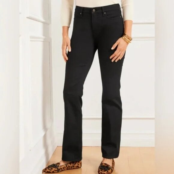 Talbots Flawless Five Pocket High-Rise Barely Boot Women's Black Jeans Size 16 - Picture 1 of 9